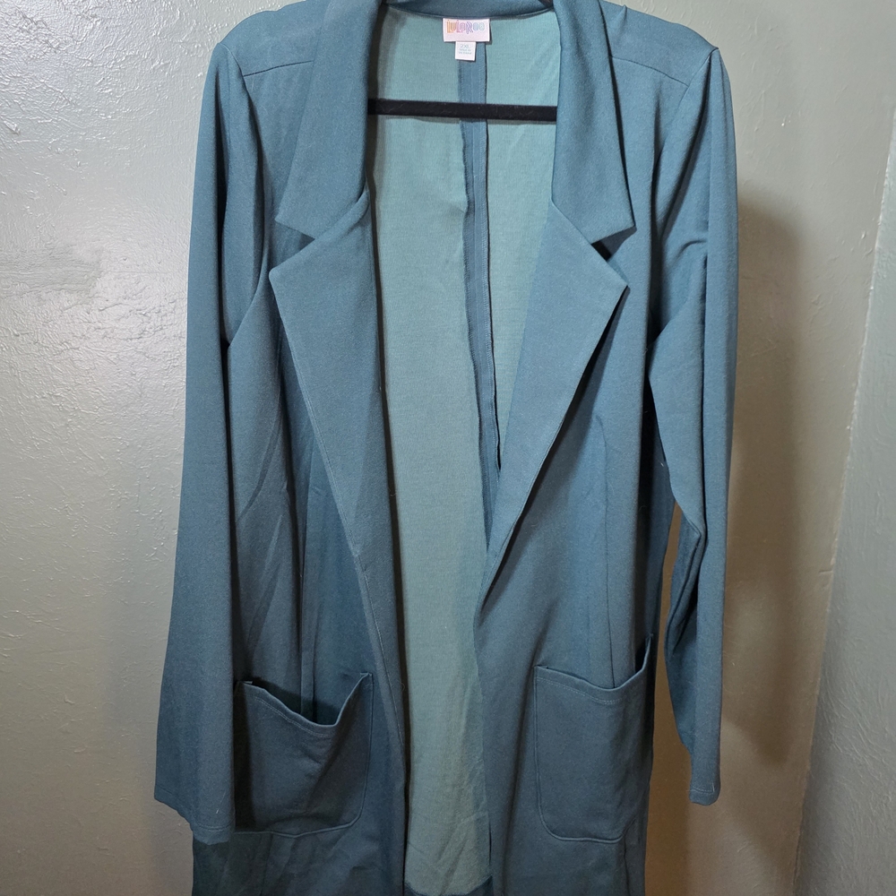 LuLaRoe Teal Open-Front Longline Blazer